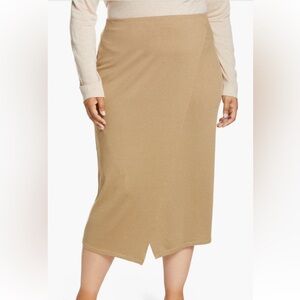 VINCE Elegant Tan Midi Skirt
